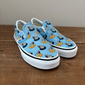 Vans Kids Blue Shark Slip-On Shoes Size 13